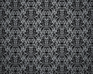 Floral pattern. Vintage wallpaper in the Baroque style. Seamless vector background. Gand gray ornament for fabric, wallpaper, packaging. Ornate Damask flower ornament