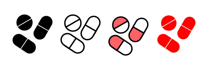 Pills icon vector illustration. capsule icon. Drug sign and symbol