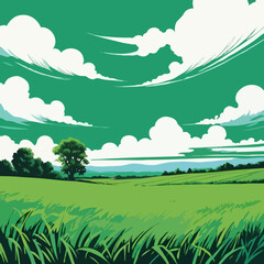 Fototapeta na wymiar landscape with green field 