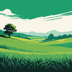 landscape with green field
