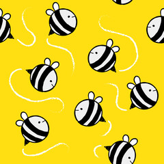 Chubby bee seamless repeat pattern