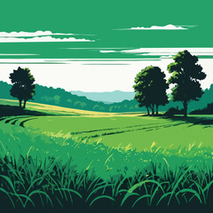 landscape with green field
