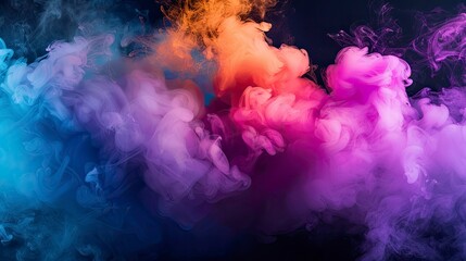 Fototapeta na wymiar colorful smoke on dark background - generative ai