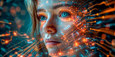 Naklejka na ściany i meble Business Technology Internet Information Network Industry AI Intelligence Woman