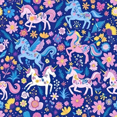 Fototapeta na wymiar cute unicorns background
