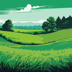 landscape with green field
