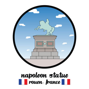 Circle Icon Napoleon Statue. vector illustration