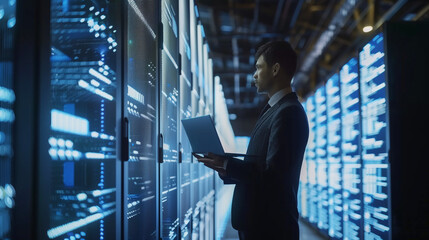 Data Center Chief Technology Officer Holding Laptop