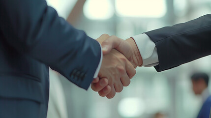 two businessmen handshake meeting and partnership