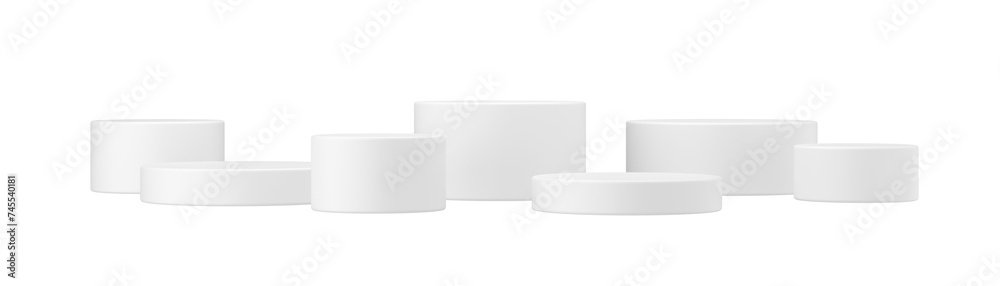 Poster set 3d podium trasparent background. cylinder object with empty space for product. 3d render illustr