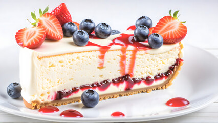 Sweet Indulgence: Slices of Cheesecake Topped with Strawberries