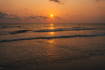 Obraz premium Sunset on beach,landscape with sea sunset on beach