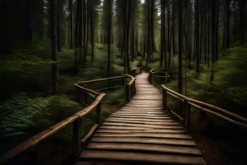 Foto op Plexiglas wooden bridge in the forest © Ayan