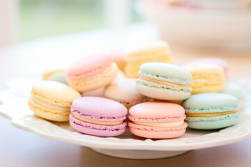 Obraz premium Pastel cake macarons. Candy dessert. Generate Ai