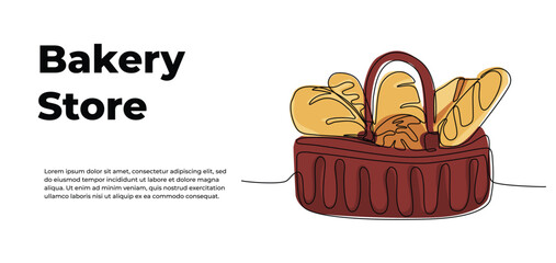 Croissant one continuous line design. Decorative elements drawn on a white background.