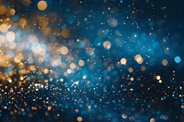 Abstract christmas background with dark blue and golden particles Evoking a festive and luxurious atmosphere - obrazy, fototapety, plakaty