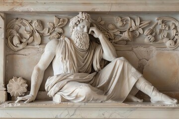 Ancient sculpture depicting a philosopher from classical greece - obrazy, fototapety, plakaty