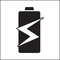 vector design illustration of a battery and lightning silhouette in black and white. suitable for logos, icons, posters, advertisements, banners, companies, t-shirt designs, stickers, websites.