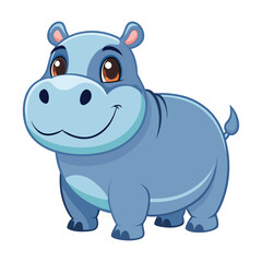 Vector of cartoon hippopotamus illustration on white