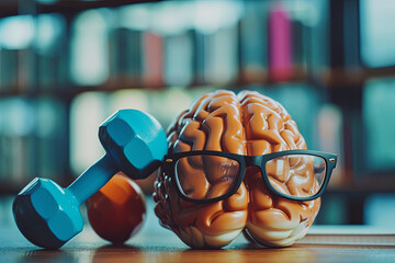 Brain training with dumbbells and glasses