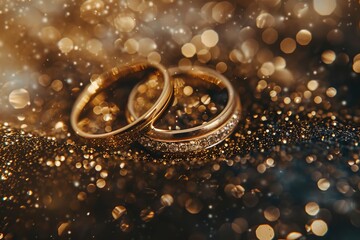 Obraz na płótnie Canvas Golden wedding rings Symbol of love and commitment