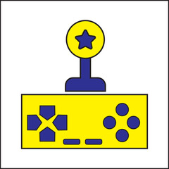 retro game console illustration vector design in yellow and blue colors. suitable for logos, icons, posters, advertisements, banners, companies, t-shirt designs, stickers, websites.