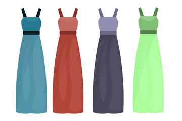 colored summer dress design for woman. vector illustration. 