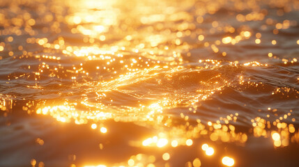黄金に輝く海の波の様子 - obrazy, fototapety, plakaty