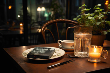Fototapeta na wymiar A disposable lighter lying next to an ashtray on the table