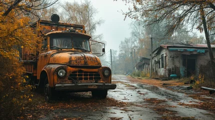  Generative AI Chernobyl exclusion zone, abandoned buildings, rusted equipment, desolate landscapes, detailed and haunting photorealistic scene © vadosloginov