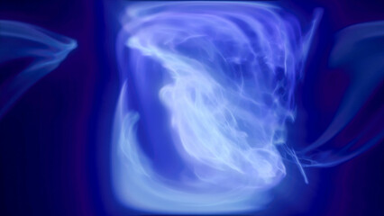 Blue purple energy magic waves and lines of liquid plasma smoke particles futuristic . Abstract background