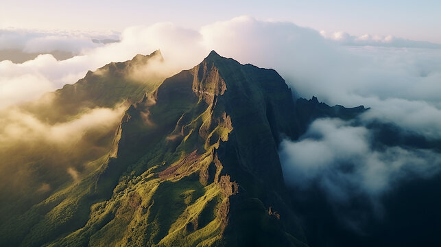 Drone footage of Pico do Arieiro in the island of Madeira Portugal