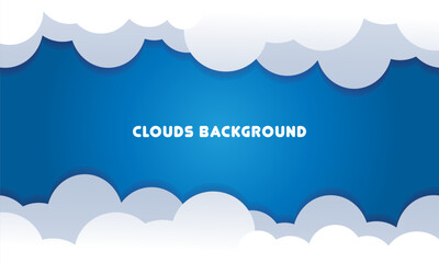 Flat white cloud and blue sky background vector illustration
