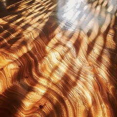 Sunlight appling over a polishe oak surface highlighting the woos natural swirls