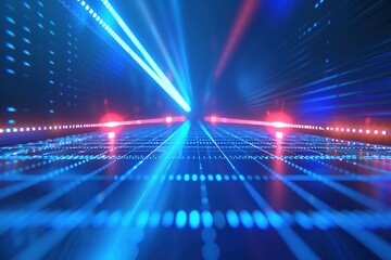 Obraz premium perspective grid line up or speed Blue in abstract movement straight line lighting effect digital art illustration with Futuristic Background