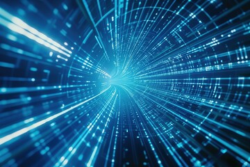 perspective grid line up Blue in abstract movement radial lighting effect digital art illustration with a touch of Swirling Circles Futuristic Background