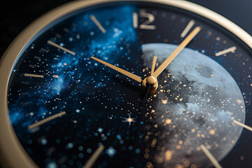 Clock with Day and Night Sky Display on Its Dial