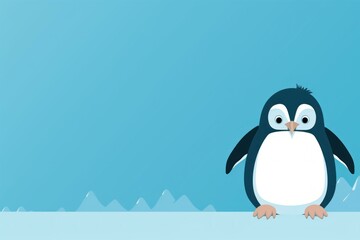 Naklejka premium Captivating Penguin blue background. Water sea beach. Generate Ai