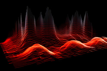 Visual Representation of a 600 Hz Sound Wave in Vibrant Red - obrazy, fototapety, plakaty