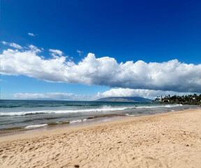 Maui, Hawii - beach with sky and clouds