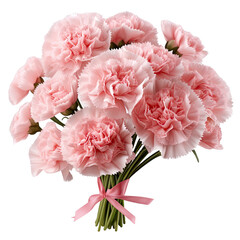 Bouquet of pink carnations isolated on transparent background