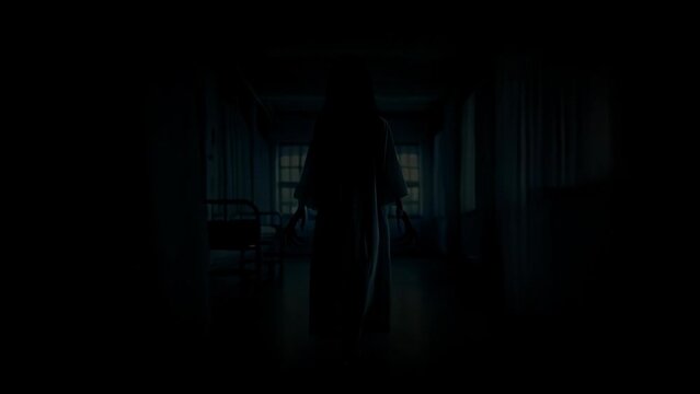 Ethereal Female Ghost in Hospital: Spooky Atmosphere