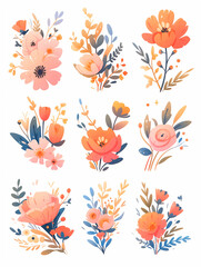 pattern, flower, vector, seamless, floral, illustration, design, set, wallpaper, decoration, spring, art, nature, leaf, icon, butterfly, summer, color, cartoon, collection, colorful, hand, animal, bir