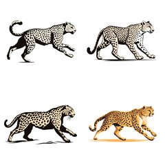 Cheetah (Cheetah Running Silhouette). simple minimalist isolated in white background vector illustration