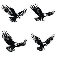 Obraz premium Eagle (Eagle Flying Silhouette). simple minimalist isolated in white background vector illustration