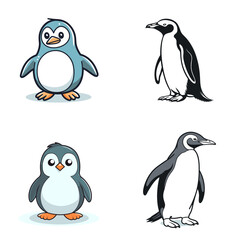 Penguin (Penguin Sailor). simple minimalist isolated in white background vector illustration
