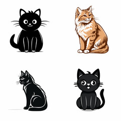 Cat (Simple Cat Illustration). simple minimalist isolated in white background vector illustration