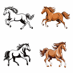 Horse (Galloping Horse). simple minimalist isolated in white background vector illustration