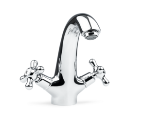 Mixer cold hot water. Modern faucet bathroom. Isolated on a transparent background png. 