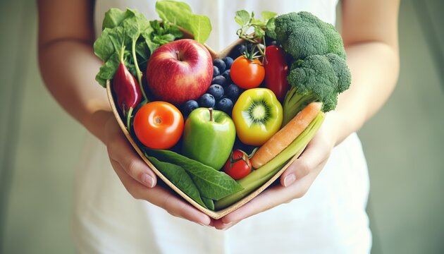 clean fruits and vegetables in heart dish by nutritionist